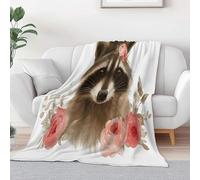 Générique Couverture Flanelle Exquis Animal Raton Laveur Couronne, Couverture Plaid Imprimée en Moelleuse Chaudes Légères 200 x 200 cm - Couvertures Crème pour Voyager Lit Chaise Canapé