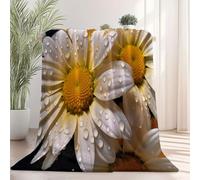 Générique Couverture Imprimée en Flanelle 180 x 220 cm, Fleurs Pétales Marguerites Thème Douce et Confortable Couverture Plaid Canape - Blanc Respirable Couvertures pour Chambre Bureau