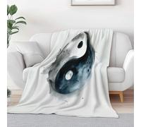 Générique Couverture Imprimées Abstrait Traditionnel Symbole Yin-Yang, Plaid Flanelle Chaude Crème et Douce pour Adultes et Enfants - pour Voyager, Lit ou Canapé 100 x 130 cm