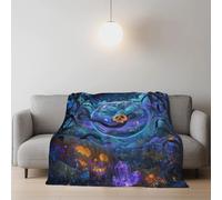 Générique Couverture lit Bleu Violet Couverture Polaire,Dessin animé Halloween Thème Ultra Doux Utilisable des Deux côtés Blanket pour Les Adultes 150 * 180 cm