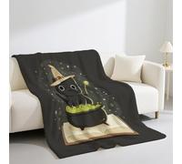 Générique Couverture lit Noir Gris Couverture Polaire,Mystérieux Pirate Navire Halloween Plaid Fourrure en Flanelle Blanket pour Les Adultes 180 * 200 cm