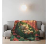 Générique Couverture lit Vert Rose Couverture Polaire,Cartoon Lumineux Mignon Ours Ultra Doux Utilisable des Deux côtés Blanket pour Les Adultes 150 * 150 cm