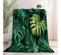 Générique Couverture Plaid 200x200 cm, Plante Feuille De Monstera Couverture Polaire Flanelle Vert Moelleuse Chaudes Légères Couvertures pour Voyager, Lit ou Canapé et Cadeau de Noël