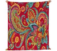 Générique Couverture Plaid 200x200 cm, Tissu Traditionnel Et Floral Imprimer Couverture Polaire Flanelle Rouge Moelleuse Chaudes Légères Couvertures pour Voyager, Lit ou Canapé et Cadeau de Noël