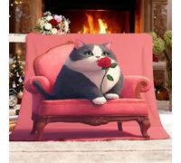 Générique Couverture Plaid Face Doux et Chaud épaissir Romance Animaux Chats Roses Flanelle Douce Chaude et Confortable Rose pour Domicile Les Voyages et Plein XL 130x150cm