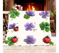 Générique Couverture Plaid Face Doux et Chaud épaissir TrèFle Coccinelle De Dessin Animé Flanelle Douce Chaude et Confortable Blanc pour Domicile Les Voyages et Plein L 100x130cm
