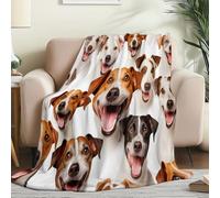 Générique Couverture Plaid Flanelle 180x200 cm Épais Couvertures Polaire d'automne Chaud, Animal Jack Russell Terrier Imprimé Microfibre Moelleuse Légères Blanc Couvertures pour Voyager Lit ou Canapé