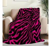 Générique Couverture Plaid Flanelle 70x100 cm Épais Couvertures Polaire d'automne Chaud, Ligne Rayures De Tigre Imprimé Microfibre Moelleuse Légères Rose Noir Couvertures pour Voyager Lit ou Canapé