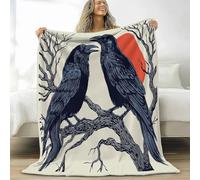 Générique Couverture Plaid Flanelle Beige, Couverture Imprimé Simple Animal Corbeau Polaire Epaisse Moelleuse Chaudes Légères Couvertures pour Voyager Lit ou Canapé (200 x 200 cm)