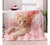 Générique Couverture Plaid Flanelle Polaire 130x150 cm Animaux Chat Orange Robe De Mariée Rose Peluche Moelleuse Sofa Couverture Canapé Lit Microfibre Léger Souple Chaude Douce Couverture Polaire