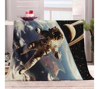 Générique Couverture Plaid Flanelle Polaire 130x150 cm Astronaute De La Planète Spatiale Peluche Moelleuse Sofa Couverture Canapé Lit Microfibre Léger Souple Chaude Douce Couverture Polaire