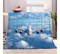 Générique Couverture Plaid Flanelle Polaire 150x200 cm Avion Ciel Bleu Peluche Moelleuse Sofa Couverture Canapé Lit Microfibre Léger Souple Chaude Douce Couverture Polaire