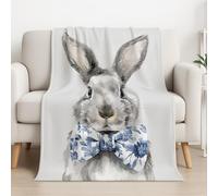 Générique Couverture Plaid Polaire 130cm x 150cm, Gris Bleu en Molleton de Flanelle Motif Aquarelle Simple Noeud Papillon Lapin en Toute Saison Ultra Douce et Légère pour Lit, Canapé et Chaise