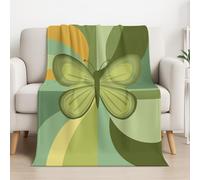 Générique Couverture Plaid Polaire 130cm x 150cm, Vert en Molleton de Flanelle Motif Simple Abstrait Rétro Papillon en Toute Saison Ultra Douce et Légère pour Lit, Canapé et Chaise