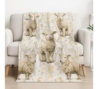 Générique Couverture Plaid Polaire 150cm x 180cm, Beige en Molleton de Flanelle Motif Illustration Moderne Fleurs Mouton en Toute Saison Ultra Douce et Légère pour Lit, Canapé et Chaise