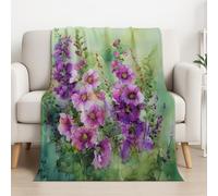 Générique Couverture Plaid Polaire 150cm x 180cm, Violet Vert en Molleton de Flanelle Motif Aquarelle Doux Fresh Floral en Toute Saison Ultra Douce et Légère pour Lit, Canapé et Chaise