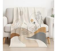 Générique Couverture Plaid Polaire 150cm x 200cm, Crème en Molleton de Flanelle Motif Illustration Simple Abstrait Paysage en Toute Saison Ultra Douce et Légère pour Lit, Canapé et Chaise
