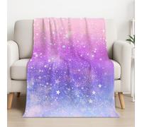 Générique Couverture Plaid Polaire 150cm x 200cm, Rose Bleu en Molleton de Flanelle Motif Rêveur Dégradé Étoiles Art en Toute Saison Ultra Douce et Légère pour Lit, Canapé et Chaise