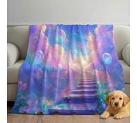 Générique Couverture Plaid Polaire 150cm x 200cm, Violet Bleu en Molleton de Flanelle Motif Rêveur Bulle Nuages Escaliers en Toute Saison Ultra Douce et Légère pour Lit, Canapé et Chaise
