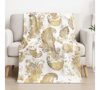 Générique Couverture Plaid Polaire 180cm x 200cm, Blanc Jaune en Molleton de Flanelle Motif Motif Paisley Simple Luxueux en Toute Saison Ultra Douce et Légère pour Lit, Canapé et Chaise