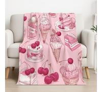 Générique Couverture Plaid Polaire 180cm x 200cm, Rose en Molleton de Flanelle Motif Rêveur Mignon Glace Gâteau en Toute Saison Ultra Douce et Légère pour Lit, Canapé et Chaise