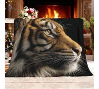 Générique Couverture Plaid Polaire 180x200 cm Animal Tigre de SibéRie Plaid Canapé Antistatique en Flanelle Microfibre - Jete de Canape Couverture lit 2 Personnes Noir Chaud et Doux en Peluche
