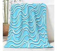 Générique Couverture Plaid Polaire Chaude 130x150 cm, Vagues Points Rayures Couverture Imprimée pour Canapé Sofa Lit - Bohème Minimaliste Plaid en Flanelle Doux Convient à Toutes Les Saisons