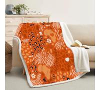 Générique Couverture Plaid Polaire Super Chaude 140x200cm, Orange, Grand Plaid Canape Motif Imprimé Léopard, Couverture Lit 1 Personne, Blanket Abstrait Ultra Doux et Duveteux -Ac8