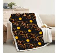 Générique Couverture Plaid Polaire Super Chaude 150x200cm, Jaune et Bleu, Grand Plaid Canape Motif Halloween, Couverture Lit 2 Personnes, Blanket Citrouille Ultra Doux et Duveteux -Ad16