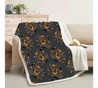 Générique Couverture Plaid Polaire Super Chaude 160x200cm, Beige et Rose, Grand Plaid Canape Motif Halloween, Couverture Lit 2 Personnes, Blanket Citrouille Ultra Doux et Duveteux -Ad23