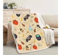 Générique Couverture Plaid Polaire Super Chaude 160x200cm, Vert et Blanc, Grand Plaid Canape Motif Halloween, Couverture Lit 2 Personnes, Blanket Chauve-Souris Ultra Doux et Duveteux -Ad15
