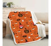 Générique Couverture Plaid Polaire Super Chaude 160x200cm, Violet, Grand Plaid Canape Motif Halloween, Couverture Lit 2 Personnes, Blanket Citrouille Ultra Doux et Duveteux -Ad7