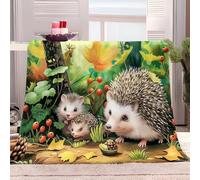 Générique Couverture Polaire 100x130 cm Hérisson De Dessin Animé Moelleuse Couverture Polaire Flanelle, Jeté de Canapé Couverture Chaude et Douce en Peluche Plaid Polaire