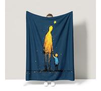 Générique Couverture Polaire 150 x 200 cm Couverture Polaire en Flanelle Douce comme Un Nuage et Apaisante Polyvalente Applicable au Canapé et au Lit Plaid Bleu Dessin animé Chaleureux Père et Fils