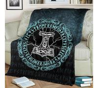 Générique Couverture Polaire 150x200 cm 3D Viking Loup Corbeau Odin Couverture Plaid en Microfibre en Flanelle Couverture Douillette Supersoft Couvre-lit et pour Le Salon,la Chambre Coucher