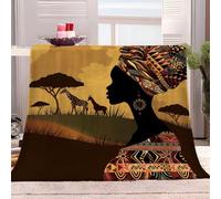 Générique Couverture Polaire 150x200 cm Fille Africaine Abstraite Couverture Plaid pour Lits, Canapés, Chaises et Divans, Couverture Sherpa Chaude Douce, pour Toutes Les Saisons