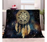 Générique Couverture Polaire 180x200 cm Attrape-Rêves en Plumes D'Étoiles Couverture Plaid pour Lits, Canapés, Chaises et Divans, Couverture Sherpa Chaude Douce, pour Toutes Les Saisons