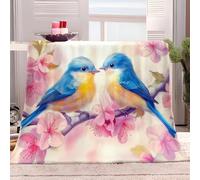 Générique Couverture Polaire 180x200 cm Fleurs Branches Oiseaux Moelleuse Couverture Polaire Flanelle, Jeté de Canapé Couverture Chaude et Douce en Peluche Plaid Polaire
