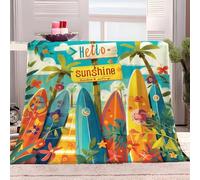 Générique Couverture Polaire 220x240 cm Planche De Surf Multi Couverture Plaid pour Lits, Canapés, Chaises et Divans, Couverture Sherpa Chaude Douce, pour Toutes Les Saisons