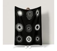 Générique Couverture Polaire 230 x 230 cm Couverture Polaire en Flanelle Douce comme Un Nuage et Apaisante Polyvalente Applicable au Canapé et au Lit Plaid Noir Minimaliste Cercle Points
