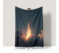 Générique Couverture Polaire 230 x 230 cm Couverture Polaire en Flanelle Douce comme Un Nuage et Apaisante Applicable au Canapé et au Lit Technologie Paysage Fusée Jaune Plaid