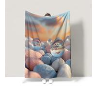 Générique Couverture Polaire 230 x 270 cm Couverture Polaire en Flanelle Douce comme Un Nuage et Apaisante Applicable au Canapé et au Lit Onirique Paysage Pierres Rose Plaid