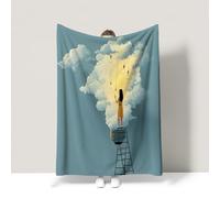 Générique Couverture Polaire 230 x 270 cm Couverture Polaire en Flanelle Douce comme Un Nuage et Apaisante Applicable au Canapé et au Lit Minimaliste Paysage Ampoule Bleu Plaid