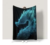 Générique Couverture Polaire 230 x 270 cm Couverture Polaire en Flanelle Douce comme Un Nuage et Apaisante Applicable au Canapé et au Lit Stylé Animal Dragon Chinois Bleu Plaid