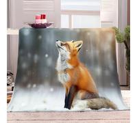 Générique Couverture Polaire Animaux Renard Neige 130x150 cm Couverture Sherpa Moelleuse, Plaid Couverture Lit Douillette, Plaid Canapéen Flanelle Chaude pour Toutes Les Saisons