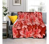 Générique Couverture Polaire Azalée, Fleurs Rouges Imprimé Couverture Polaire 150x200 Flanelle Microfibre Moelleuse Chaudes Légères Couvertures pour Voyager, Lit ou Canapé AL1216
