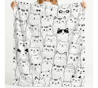 Générique Couverture Polaire Cat Collage Chat Nœud Papillon Chapeau Rayure Pois Moelleuse Douce et Chaude Couverture de Voyage, pour Chambre à Coucher Salon Bureau 150cm x 180cm