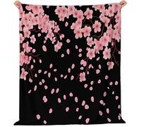 Générique Couverture Polaire, Couverture avec Motif Fleurs de Cerisier Roses, imprimé Noir pour bébés Filles Enfants Amoureux des Animaux Couverture Polaire 80x150 cm