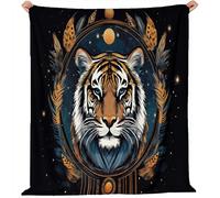 Générique Couverture Polaire, Couverture avec Motif Plumes de Tigre, imprimé Étoiles de l'univers pour bébés Filles Enfants Amoureux des Animaux Couverture Polaire 70x100 cm