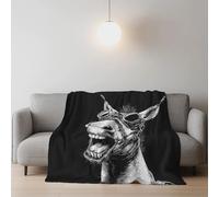 Générique Couverture Polaire Double Face et Épaissie Couverture Polaire Chaude de Niveau Câlin Plaid de Haute Qualité Utilisation hivernale 200 x 240 cm Noir Blanc Drôle Personnalité Animaux Âne